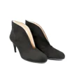 Elegant Black Suede V Cut Heeled Shoe Boot