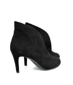 Elegant Black Suede V Cut Heeled Shoe Boot