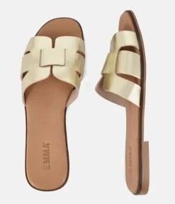 Emma Chic Metallic Gold Leather Sandals