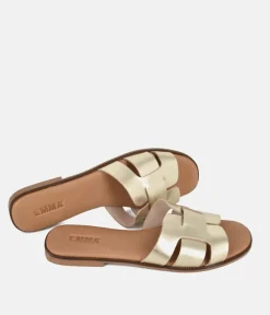 Emma Chic Metallic Gold Leather Sandals