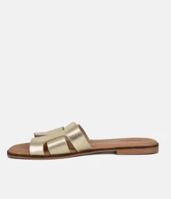 Emma Chic Metallic Gold Leather Sandals
