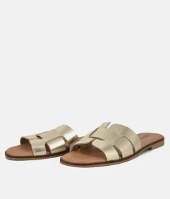 Emma Chic Metallic Gold Leather Sandals