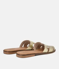Emma Chic Metallic Gold Leather Sandals