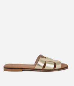 Emma Chic Metallic Gold Leather Sandals