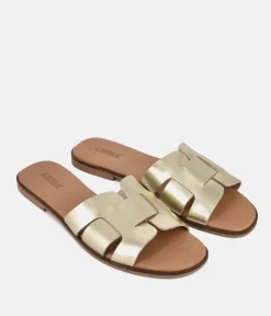 Emma Chic Metallic Gold Leather Sandals