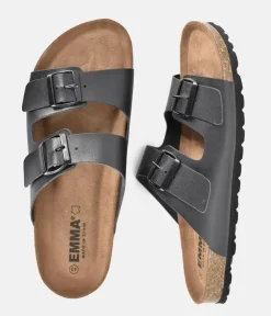 Emma Fashionable Black Twin Strap Sandals