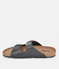 Emma Fashionable Black Twin Strap Sandals