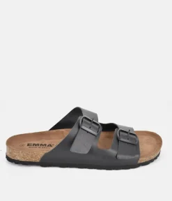 Emma Fashionable Black Twin Strap Sandals