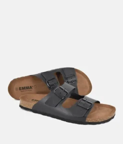 Emma Fashionable Black Twin Strap Sandals