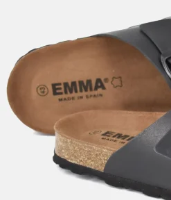 Emma Fashionable Black Twin Strap Sandals