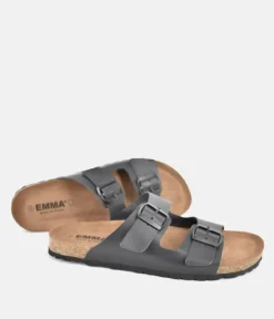 Emma Fashionable Black Twin Strap Sandals