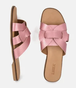 Emma Sleek Pink Metallic Slip on Sandals