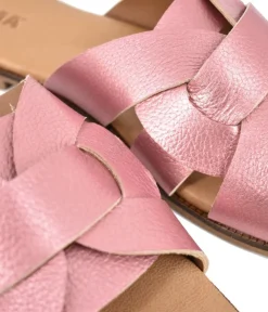 Emma Sleek Pink Metallic Slip on Sandals
