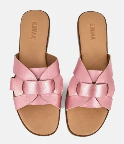 Emma Sleek Pink Metallic Slip on Sandals