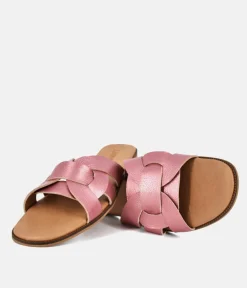 Emma Sleek Pink Metallic Slip on Sandals