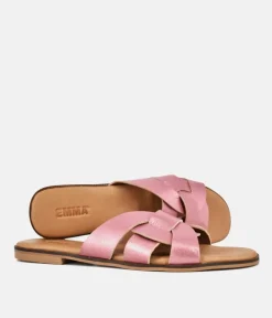 Emma Sleek Pink Metallic Slip on Sandals