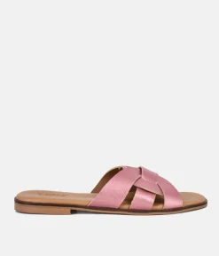 Emma Sleek Pink Metallic Slip on Sandals