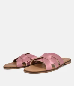 Emma Sleek Pink Metallic Slip on Sandals