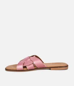 Emma Sleek Pink Metallic Slip on Sandals