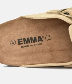 Emma Trendy Beige Suede Clog Sandals
