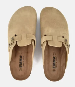 Emma Trendy Beige Suede Clog Sandals