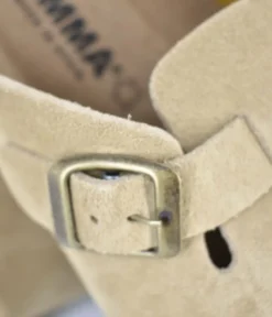 Emma Trendy Beige Suede Clog Sandals