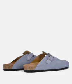 Emma Trendy Blue Suede Clog Sandals