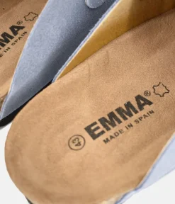 Emma Trendy Blue Suede Clog Sandals