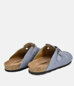 Emma Trendy Blue Suede Clog Sandals