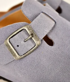 Emma Trendy Blue Suede Clog Sandals