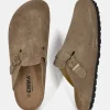 Emma Trendy Brown Suede Clog Sandals