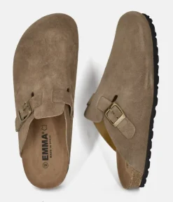 Emma Trendy Brown Suede Clog Sandals