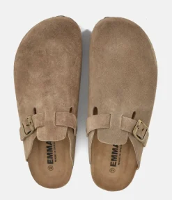 Emma Trendy Brown Suede Clog Sandals