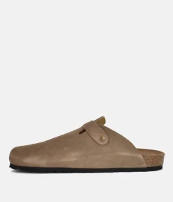 Emma Trendy Brown Suede Clog Sandals