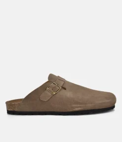 Emma Trendy Brown Suede Clog Sandals