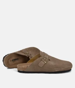 Emma Trendy Brown Suede Clog Sandals