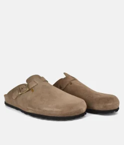 Emma Trendy Brown Suede Clog Sandals