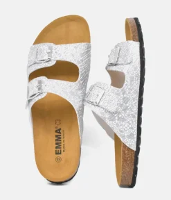 Fabulous Silver Bubble Twin Strap Sandals