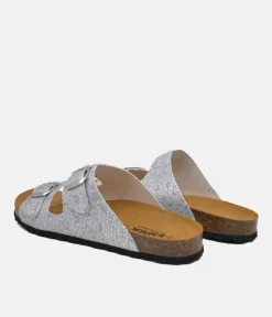 Fabulous Silver Bubble Twin Strap Sandals