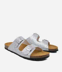 Fabulous Silver Bubble Twin Strap Sandals