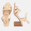 Fashionable Beige High Heel Block Sandals