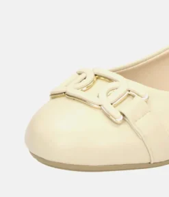 Fashionable Beige Round Toe Ballerina Shoes