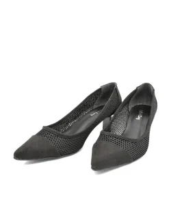 Fashionable Black Mesh Heels