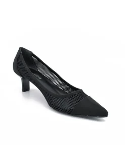 Fashionable Black Mesh Heels
