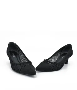 Fashionable Black Mesh Heels