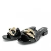 Fashionable Black Patent Link Detail Mules