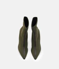 Fashionable Green Midi Block Heel Ankle Boots