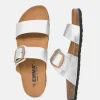 Fashionable Metallic Silver Twin Strap Sandal