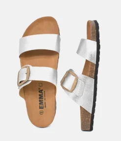 Fashionable Metallic Silver Twin Strap Sandal