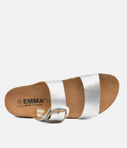 Fashionable Metallic Silver Twin Strap Sandal